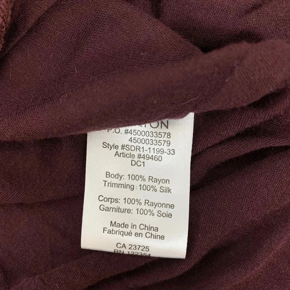 Aritzia Babaton Blouse Top Bishop Sleeve Burgundy Drapey Flowy Size XS - Picture 9 of 15
